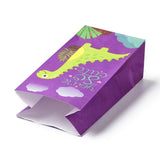 48 pc Kraft Paper Bags, No Handle, Wrapped Treat Bag for Birthdays, Baby Showers, Rectangle with Dinosaur Pattern, Purple, 24x13x8.1cm