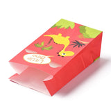 48 pc Kraft Paper Bags, No Handle, Wrapped Treat Bag for Birthdays, Baby Showers, Rectangle with Dinosaur Pattern, Red, 24x13x8.1cm