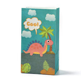 48 pc Kraft Paper Bags, No Handle, Wrapped Treat Bag for Birthdays, Baby Showers, Rectangle with Dinosaur Pattern, Light Sea Green, 24x13x8.1cm