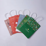 12 pc kraft Paper Bags, with Handles, Gift Bags, Shopping Bags, For Christmas Party Bags, Rectangle, Mixed Color, 33x26x12cm