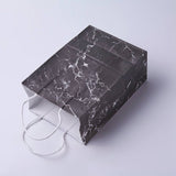 12 pc kraft Paper Bags, with Handles, Gift Bags, Shopping Bags, Rectangle, Marble Texture Pattern, Black, 21x15x8cm