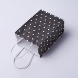 12 pc kraft Paper Bags, with Handles, Gift Bags, Shopping Bags, Rectangle, Polka Dot Pattern, Black, 21x15x8cm