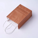 12 pc kraft Paper Bags, with Handles, Gift Bags, Shopping Bags, Rectangle, Saddle Brown, 21x15x8cm