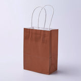 12 pc kraft Paper Bags, with Handles, Gift Bags, Shopping Bags, Rectangle, Saddle Brown, 21x15x8cm