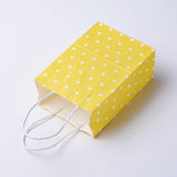 12 pc kraft Paper Bags, with Handles, Gift Bags, Shopping Bags, Rectangle, Polka Dot Pattern, Yellow, 15x11x6cm