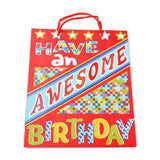 12 pc Birthday Theme Rectangle Paper Bags, with Handles, for Gift Bags and Shopping Bags, Birthday Themed Pattern, 26x10x32cm