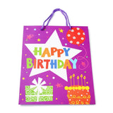 12 pc Birthday Theme Rectangle Paper Bags, with Handles, for Gift Bags and Shopping Bags, Star Pattern, 26x10x32cm