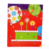 12 pc Birthday Theme Rectangle Paper Bags, with Handles, for Gift Bags and Shopping Bags, Cake Pattern, 26x10x32cm