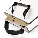 10 pc Rectangle Paper Bags, with Handles, for Gift Bags and Shopping Bags, White, 20x15x0.6cm