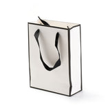 10 pc Rectangle Paper Bags, with Handles, for Gift Bags and Shopping Bags, White, 20x15x0.6cm