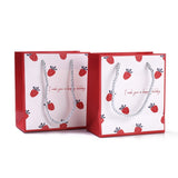 1 Bag Rectangle Paper Bags, with Handles, for Gift Bags and Shopping Bags, Strawberry Pattern, 15.5x14x7.1cm, Fold: 15.5x14x0.4cm, 12pcs/bag