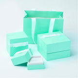 60 pc Paper Bags, Gift Bags, Shopping Bags, with Ribbon Handles, Rectangle, Turquoise, 15.5x11.5x7cm