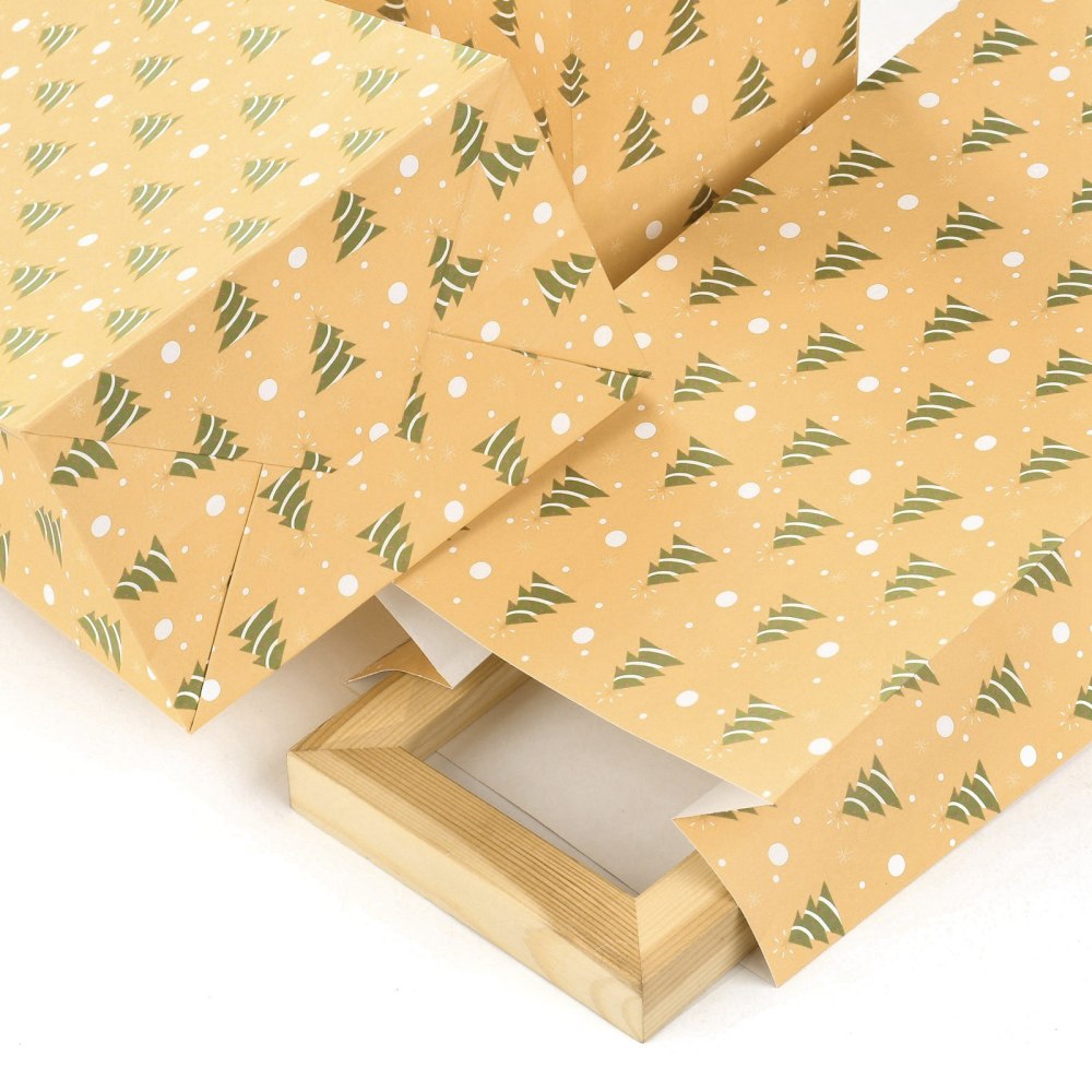 6pcs Kraft Wrapping Paper Christmas Tree Pattern Gift Wrap Thick