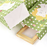 2 Bag Rectangle with Bear Pattern Paper Candy Bags, No Handle, with Sticker, for Gift & Food Wrapping Bags, Yellow Green, 27x15x9.7cm, 6pcs/bag