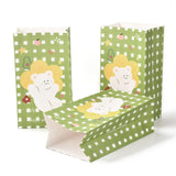 2 Bag Rectangle with Bear Pattern Paper Candy Bags, No Handle, with Sticker, for Gift & Food Wrapping Bags, Yellow Green, 27x15x9.7cm, 6pcs/bag