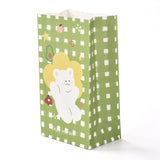 2 Bag Rectangle with Bear Pattern Paper Candy Bags, No Handle, with Sticker, for Gift & Food Wrapping Bags, Yellow Green, 27x15x9.7cm, 6pcs/bag