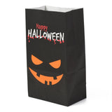 50 pc Halloween Theme Kraft Paper Bags, Gift Bags, Snacks Bags, Rectangle, Halloween Themed Pattern, 23.2x13x8cm