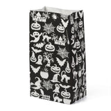 50 pc Halloween Theme Kraft Paper Bags, Gift Bags, Snacks Bags, Rectangle, Halloween Themed Pattern, 23.2x13x8cm