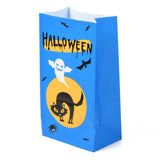 50 pc Halloween Theme Kraft Paper Bags, Gift Bags, Snacks Bags, Rectangle, Ghost Pattern, 23.2x13x8cm