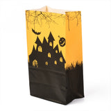 50 pc Halloween Theme Kraft Paper Bags, Gift Bags, Snacks Bags, Rectangle, Tower Pattern, 23.2x13x8cm