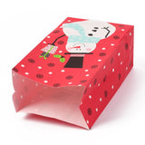 50 pc Christmas Theme Kraft Paper Bags, Gift Bags, Snacks Bags, Rectangle, Snowman Pattern, 23.2x13x8cm