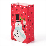 50 pc Christmas Theme Kraft Paper Bags, Gift Bags, Snacks Bags, Rectangle, Snowman Pattern, 23.2x13x8cm