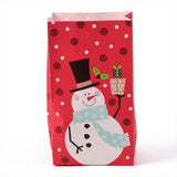 50 pc Christmas Theme Kraft Paper Bags, Gift Bags, Snacks Bags, Rectangle, Snowman Pattern, 23.2x13x8cm