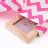 100 pc White Kraft Paper Bags, No Handles, Storage Bags, Wave Pattern, Deep Pink, 23.5x13x8cm