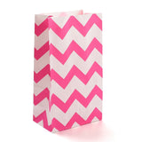 100 pc White Kraft Paper Bags, No Handles, Storage Bags, Wave Pattern, Deep Pink, 23.5x13x8cm