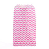 100 pc White Kraft Paper Bags, No Handles, Storage Bags, Wave Pattern, Wedding Party Birthday Gift Bag, Deep Pink, 15x8.3x0.02cm