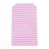 100 pc White Kraft Paper Bags, No Handles, Storage Bags, Wave Pattern, Wedding Party Birthday Gift Bag, Deep Pink, 15x8.3x0.02cm