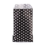 100 pc Kraft Paper Bags, No Handles, Storage Bags, White Polka Dot Pattern, Wedding Party Birthday Gift Bag, Black, 15x8.3x0.02cm