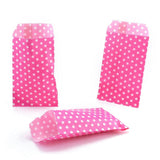 100 pc Kraft Paper Bags, No Handles, Storage Bags, White Polka Dot Pattern, Wedding Party Birthday Gift Bag, Deep Pink, 15x8.3x0.02cm