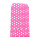 100 pc Kraft Paper Bags, No Handles, Storage Bags, White Polka Dot Pattern, Wedding Party Birthday Gift Bag, Deep Pink, 15x8.3x0.02cm