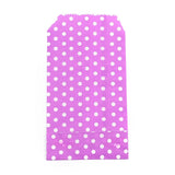 100 pc Kraft Paper Bags, No Handles, Storage Bags, White Polka Dot Pattern, Wedding Party Birthday Gift Bag, Purple, 15x8.3x0.02cm