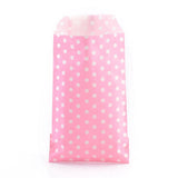 100 pc Kraft Paper Bags, No Handles, Storage Bags, White Polka Dot Pattern, Wedding Party Birthday Gift Bag, Pearl Pink, 15x8.3x0.02cm