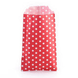 100 pc Kraft Paper Bags, No Handles, Storage Bags, White Polka Dot Pattern, Wedding Party Birthday Gift Bag, Red, 15x8.3x0.02cm