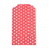 100 pc Kraft Paper Bags, No Handles, Storage Bags, White Polka Dot Pattern, Wedding Party Birthday Gift Bag, Red, 15x8.3x0.02cm