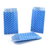 100 pc Kraft Paper Bags, No Handles, Storage Bags, White Polka Dot Pattern, Wedding Party Birthday Gift Bag, Blue, 15x8.3x0.02cm