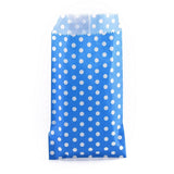 100 pc Kraft Paper Bags, No Handles, Storage Bags, White Polka Dot Pattern, Wedding Party Birthday Gift Bag, Blue, 15x8.3x0.02cm