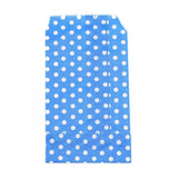 100 pc Kraft Paper Bags, No Handles, Storage Bags, White Polka Dot Pattern, Wedding Party Birthday Gift Bag, Blue, 15x8.3x0.02cm