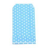 100 pc Kraft Paper Bags, No Handles, Storage Bags, White Polka Dot Pattern, Wedding Party Birthday Gift Bag, Light Sky Blue, 15x8.3x0.02cm