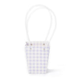 10 pc Trapezoid Kraft Paper Portable Bags, with Plastic Haddles and Tartan Pattern, Lilac, 36x13x0.8cm