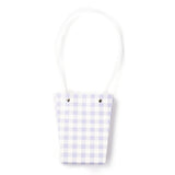 10 pc Trapezoid Kraft Paper Portable Bags, with Plastic Haddles and Tartan Pattern, Lilac, 36x13x0.8cm