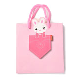 20 pc Rectangle Paper Bags, with Cotton Rope Handles, for Gift Bags and Shopping Bags, Rabbit Pattern, 14x7.1x16.5~17cm