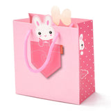 20 pc Rectangle Paper Bags, with Cotton Rope Handles, for Gift Bags and Shopping Bags, Rabbit Pattern, 14x7.1x16.5~17cm