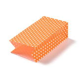 100 pc Rectangle Kraft Paper Bags, None Handles, Gift Bags, Polka Dot Pattern, Dark Orange, 13x8x24cm