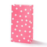 100 pc Rectangle Kraft Paper Bags, None Handles, Gift Bags, Polka Dot Pattern, Hot Pink, 13x8x24cm