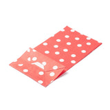 100 pc Rectangle Kraft Paper Bags, None Handles, Gift Bags, Polka Dot Pattern, Red, 13x8x24cm