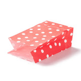100 pc Rectangle Kraft Paper Bags, None Handles, Gift Bags, Polka Dot Pattern, Red, 13x8x24cm
